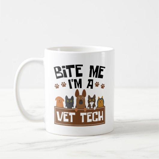 Mug Technicien vétérinaire Bite Me Je suis technicien  (Gauche)
