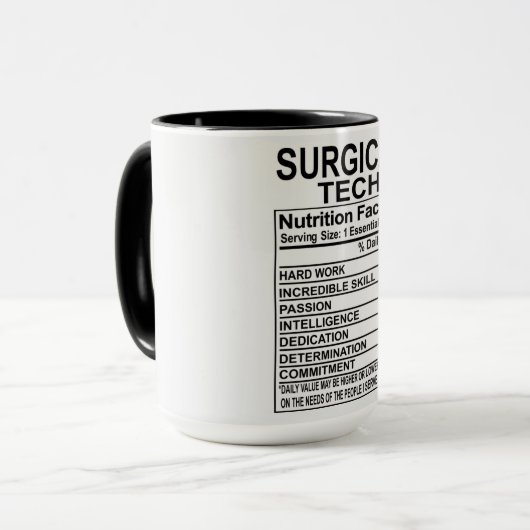 Mug Technique chirurgicale - Données nutritionnelles (Devant gauche)