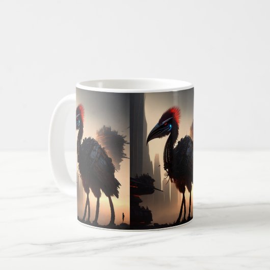 Mug "Techno-Feathers : Le robot futuriste Emu" (Devant gauche)