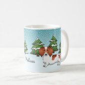 Mug Teckel à poil long pied rouge - Forêt d'hiver (Devant droit)