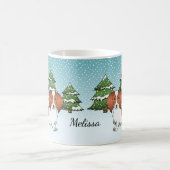 Mug Teckel à poil long pied rouge - Forêt d'hiver (Centre)