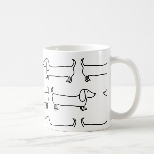 Mug Teckel dans noir-blanc (Droite)