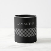 Mug Teckel de plaid sur le noir (Centre)