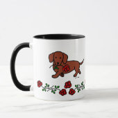 Mug Teckel et une bande dessinée de fleur (Gauche)