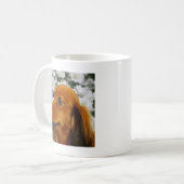 Mug Teckel mignon (aux cheveux longs Brown) en fleurs (Devant gauche)