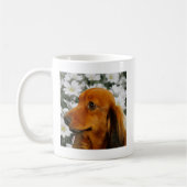 Mug Teckel mignon (aux cheveux longs Brown) en fleurs (Gauche)