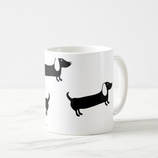 Mug Teckels en noir et blanc (Devant droit)