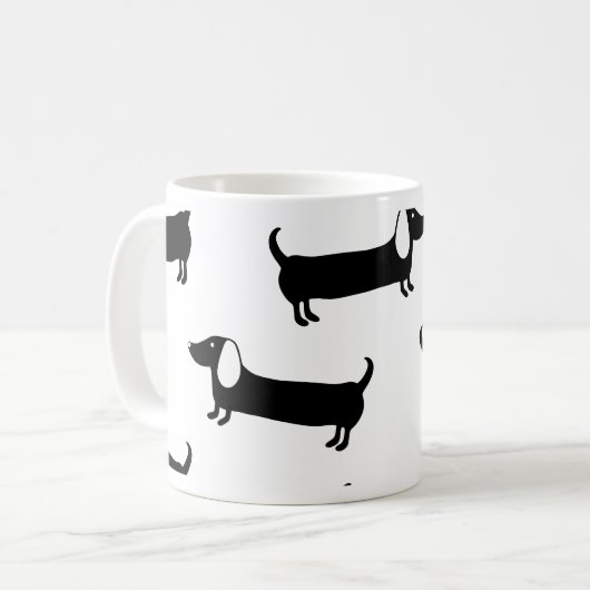 Mug Teckels en noir et blanc (Devant gauche)