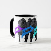 Mug Teckels noirs en écharpes (Devant gauche)