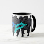 Mug Teckels noirs en écharpes (Devant droit)