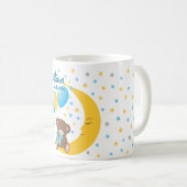 Mug Teddy Bear assis sur la Lune Baby Birth Statistiqu (Devant droit)