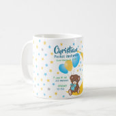 Mug Teddy Bear assis sur la Lune Baby Birth Statistiqu (Devant gauche)