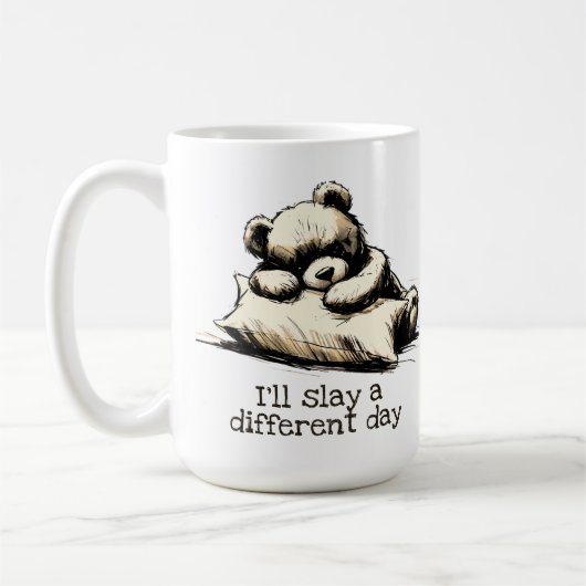 Mug Teddy Bear Hugh Coussin Brown Self Care Rest (Gauche)