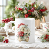 Mug Teddy bear Santa Claus with Christmas flowers