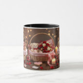 Mug Teddy Rose Basket Romantic Valentines Morning (Centre)
