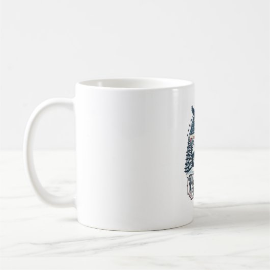 Mug Tee-shirt graphique vectoriel Cabine d'hiver patri (Gauche)