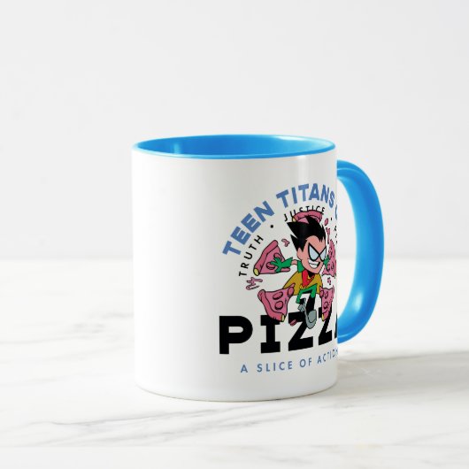 Mug Teen Titans Go ! Robin "Truth Justice Pizza" (Devant droit)