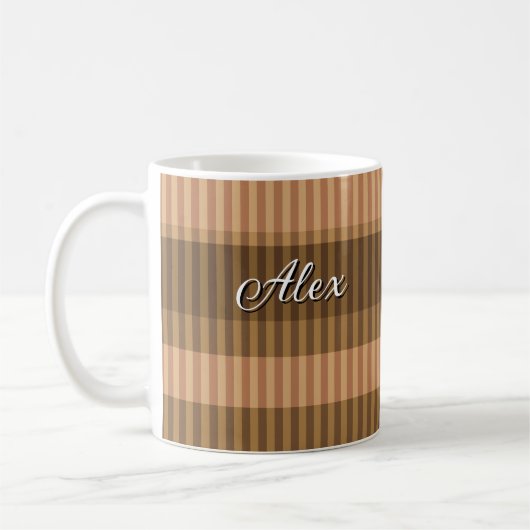 Mug Teintes brun beige motif rayé vertical (Gauche)
