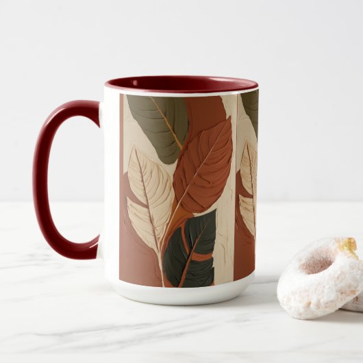 Mug Teintes de flux | Peinture Abstraite de la feuille (Avec donut)