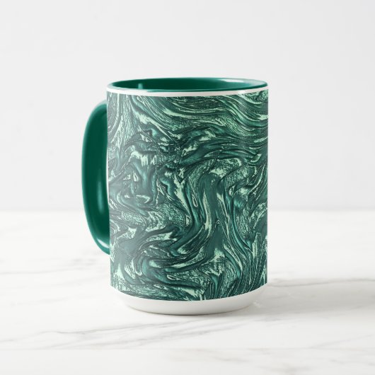 Mug Teintes de jade texturées et cyan verdâtre (Devant gauche)