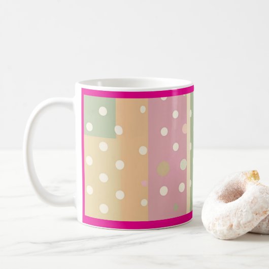Mug Teintes pastel de rayures et de pois (Avec donut)