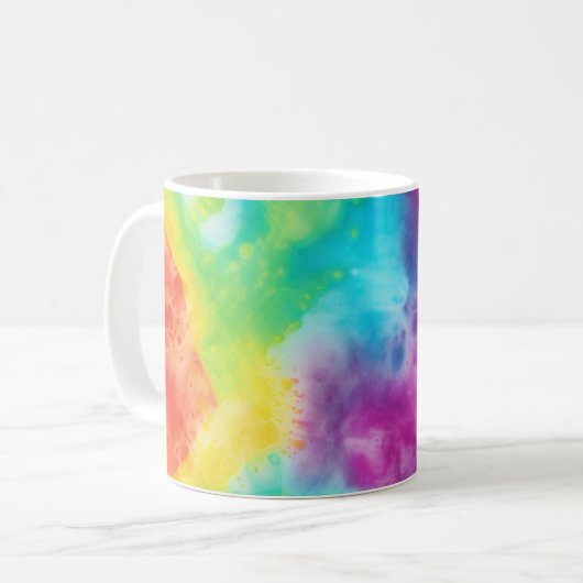 Mug Teinture à cravate arc-en-ciel de néon acide (Devant gauche)