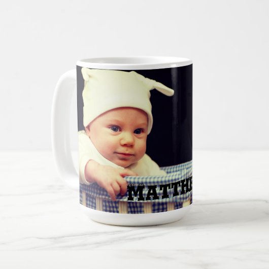 Mug Télécharger la photo de bébé/ enfant (Devant gauche)