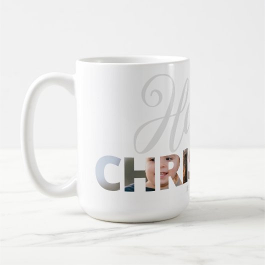 Mug Téléchargez votre photo en texte Joyeux Noël (Gauche)