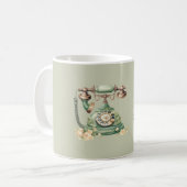 Mug Téléphone ancien à fleurs vertes (Devant gauche)
