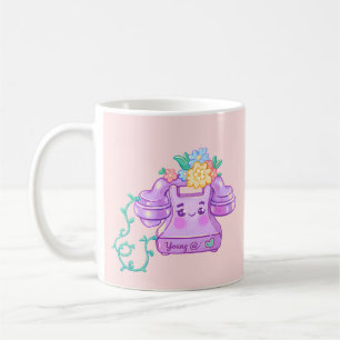 Mug Téléphone Kawaii Vintage (Jeune de cœur)