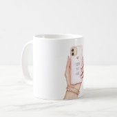 Mug Téléphone portable chic ongles roses (Devant gauche)