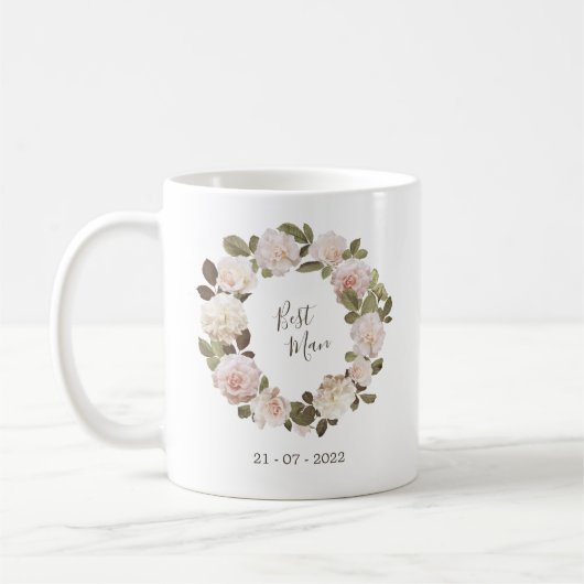 Mug Témoin Mariage Roses Françaises Vintage (Gauche)