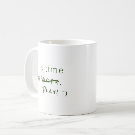 Mug Temps de travail, de jeu, vert simple (Devant gauche)