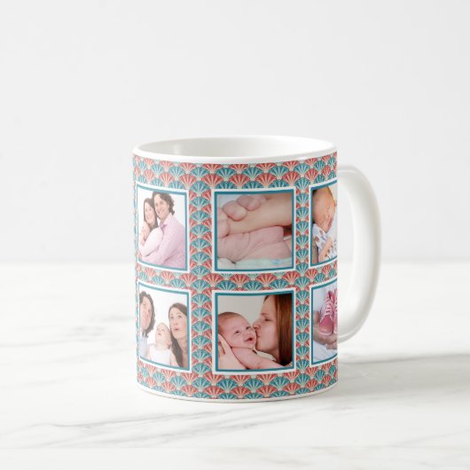 Mug Ten Photo Collage with Decorative Fan Pattern (Devant droit)