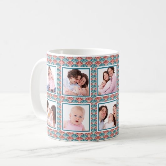 Mug Ten Photo Collage with Decorative Fan Pattern (Devant gauche)