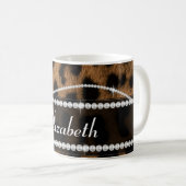 Mug Tendance chic girly faux brun noir léopard animal (Devant droit)