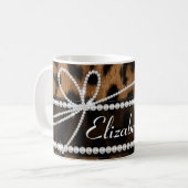 Mug Tendance chic girly faux brun noir léopard animal (Devant gauche)
