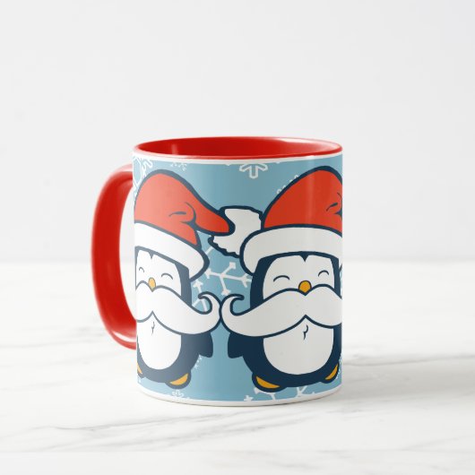 Mug Tendance de moustache de pingouin de Noël (Devant gauche)