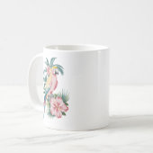 Mug Tendance Eté plage Perroquet et fleurs d'Hibiscus (Devant gauche)