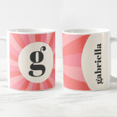 Mug Tendance rétro sunburst minime monogramme crème ro