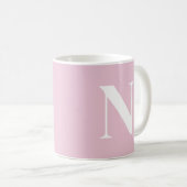 Mug Tendance rose C52 et blanc Monogramme initial pers (Devant droit)