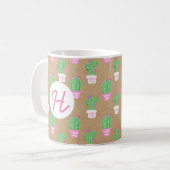 Mug Tendance rose Flower Cactus & Faux Kraft Papier (Devant gauche)