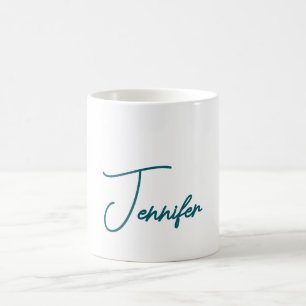 Mug Tendance sarcelle foncée Moderne Minimaliste Nom é