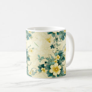 Mug Tendre Floral Cottage Beige Sarcelle Pâquerette