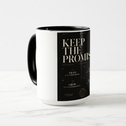 Mug Tenir La Promesse™ | Discipline de qualité & Perso (Devant gauche)