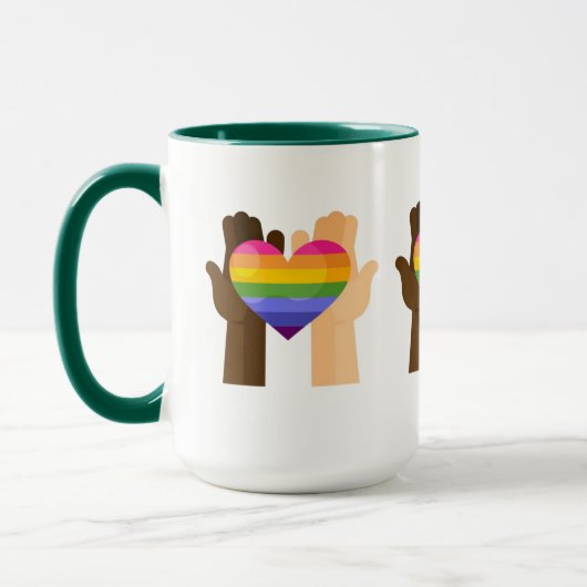 Mug Tenir les mains Rainbow Heart (Gauche)