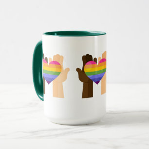 Mug Tenir les mains Rainbow Heart