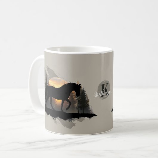Mug Tennessee Walking Horse Sunset Silhouette Monogram (Devant gauche)