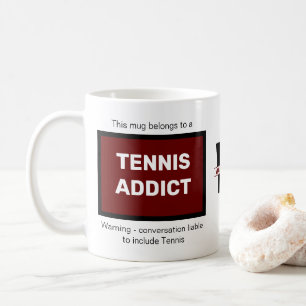 Mug Tennis Addict Ajouter Votre Nom Monogramme Initial