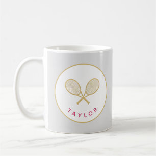 Mug Tennis Chic Player Cadeau rose et or personnalisé